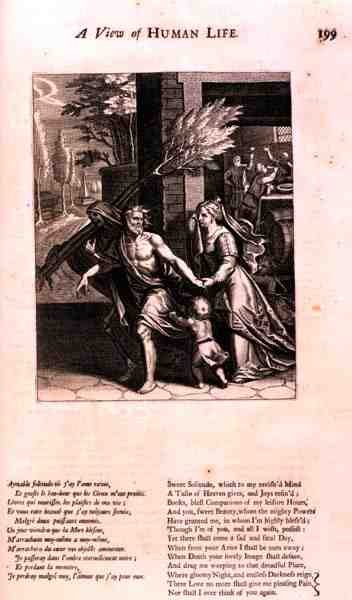Člověk odvedený na smrt, ilustrace z knihy "Pohled na lidský život" z knihy "Nauka o morálce" od Marina Le Roy de Gomberville (1600-74), vyryl Daret (rytina) od French School