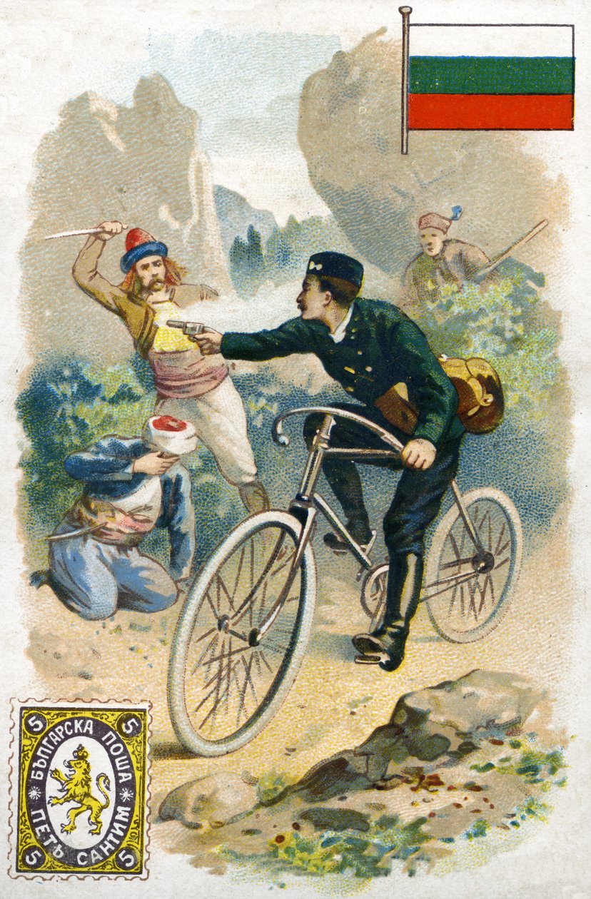 Listonoš v Bulharsku bojující proti lupičům, konec 19. století od French School