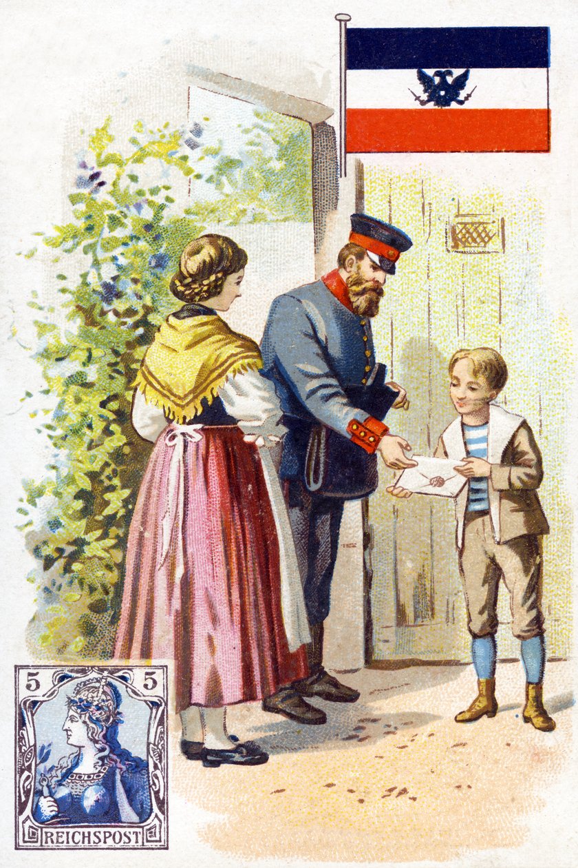 Pošťák v Německu doručující dopis, konec 19. století od French School