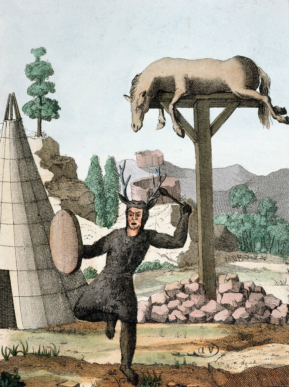 Sibiřský tatarský šaman a pohřebiště, cca 1811 od French School