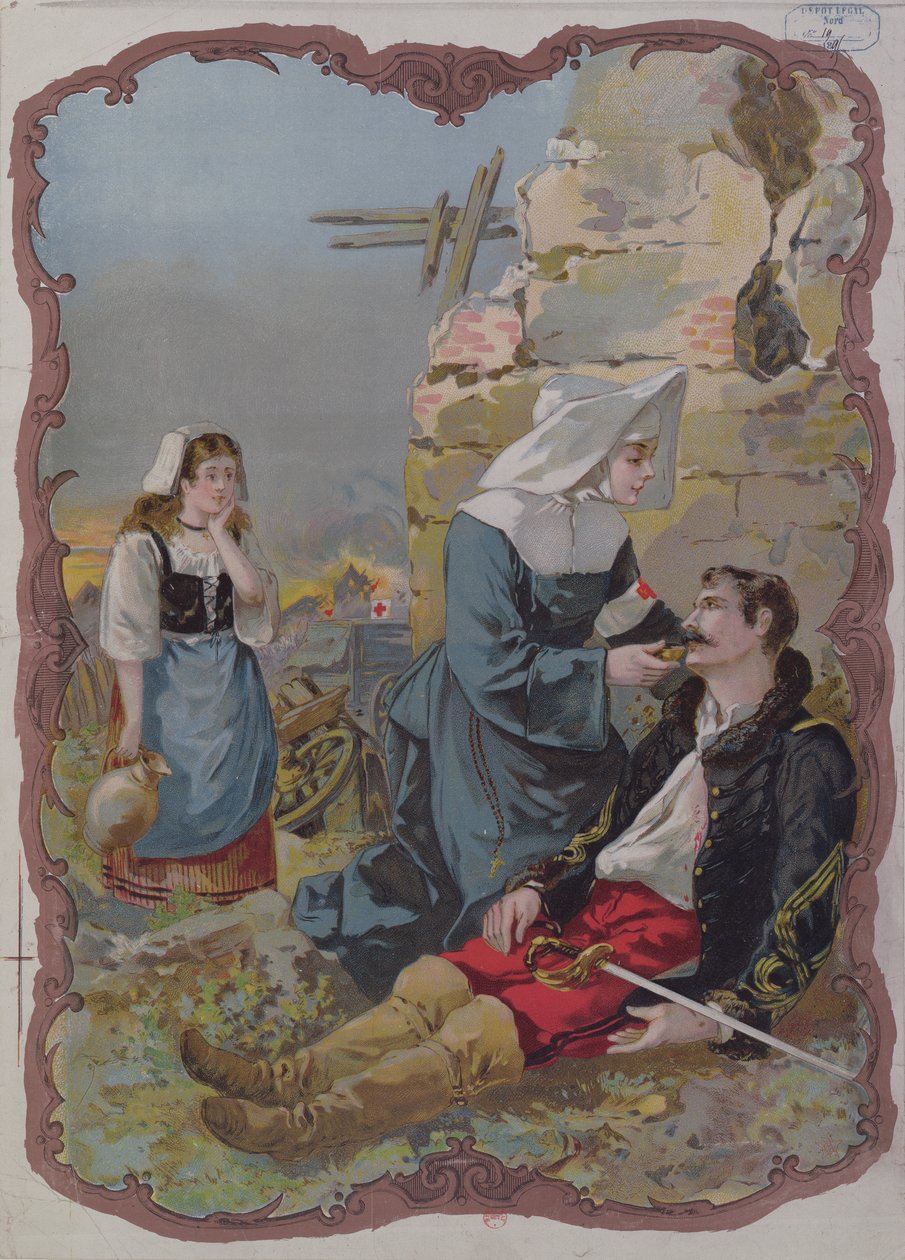 Sestra pomáhající zraněnému vojákovi během války 1870, 1895 od French School