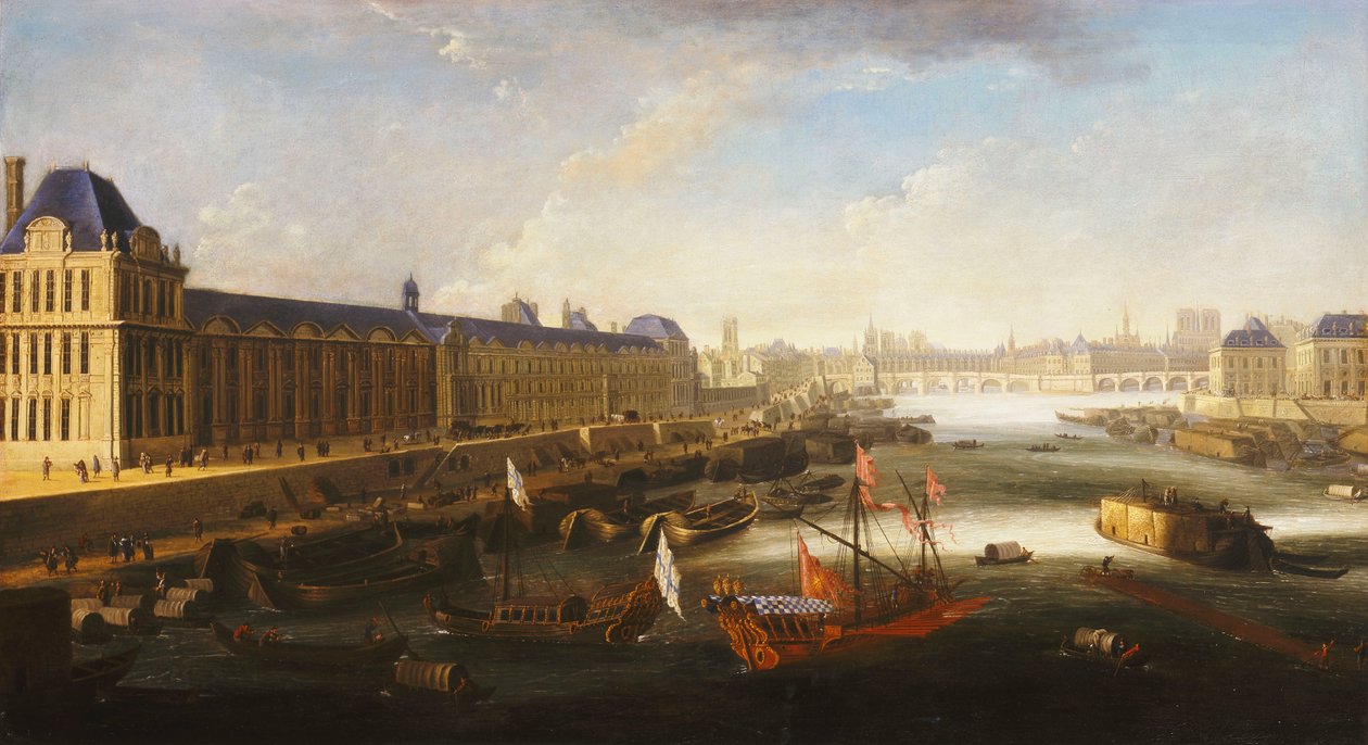 Pohled na Paříž a Seinu při pohledu na východ z Pont Barbier, c.1668 od French School