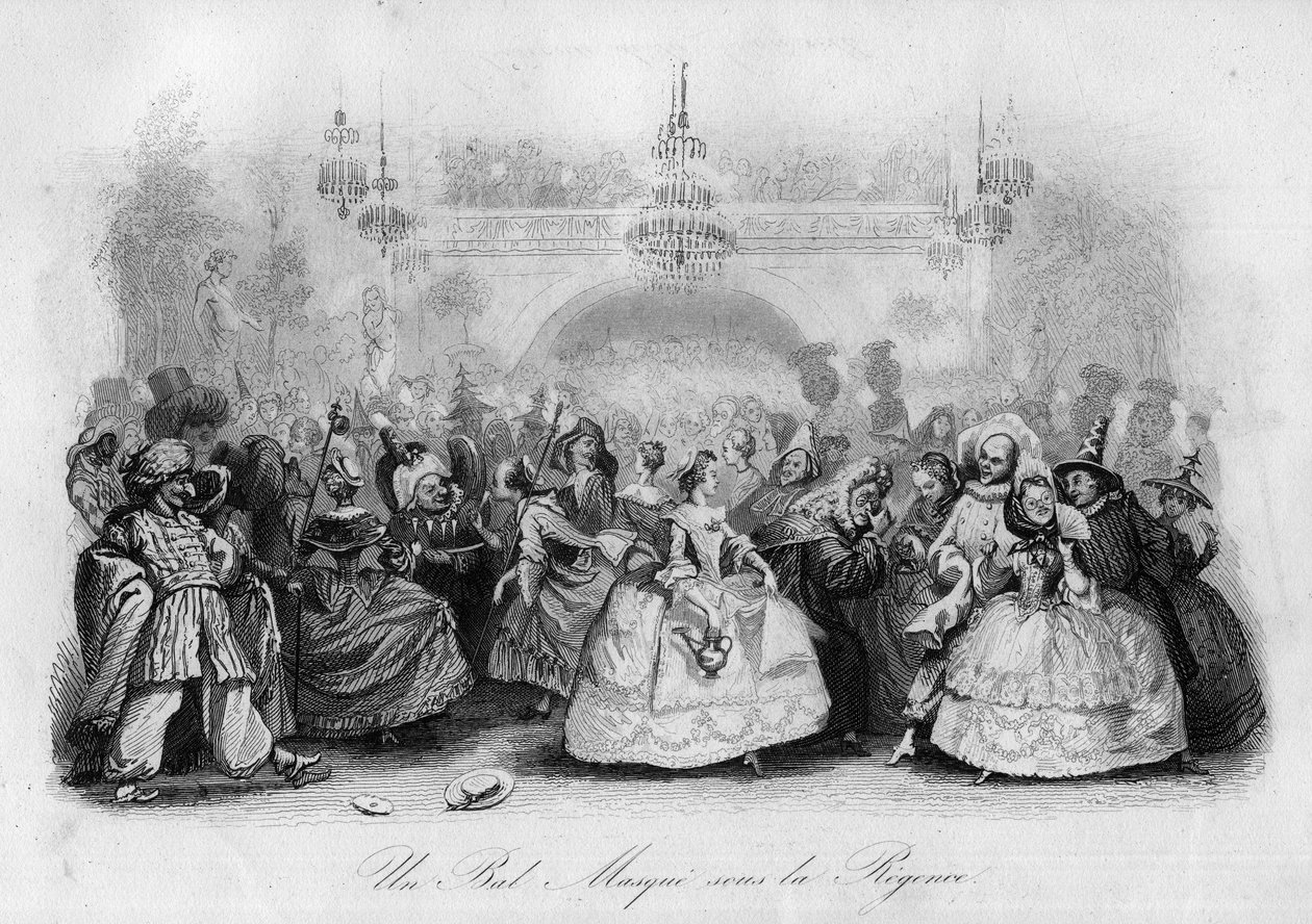Plesová maska ​​pod vládou (píseň „Karneval“ od Marc-Antoine Madeleine Desaugiers) od French School