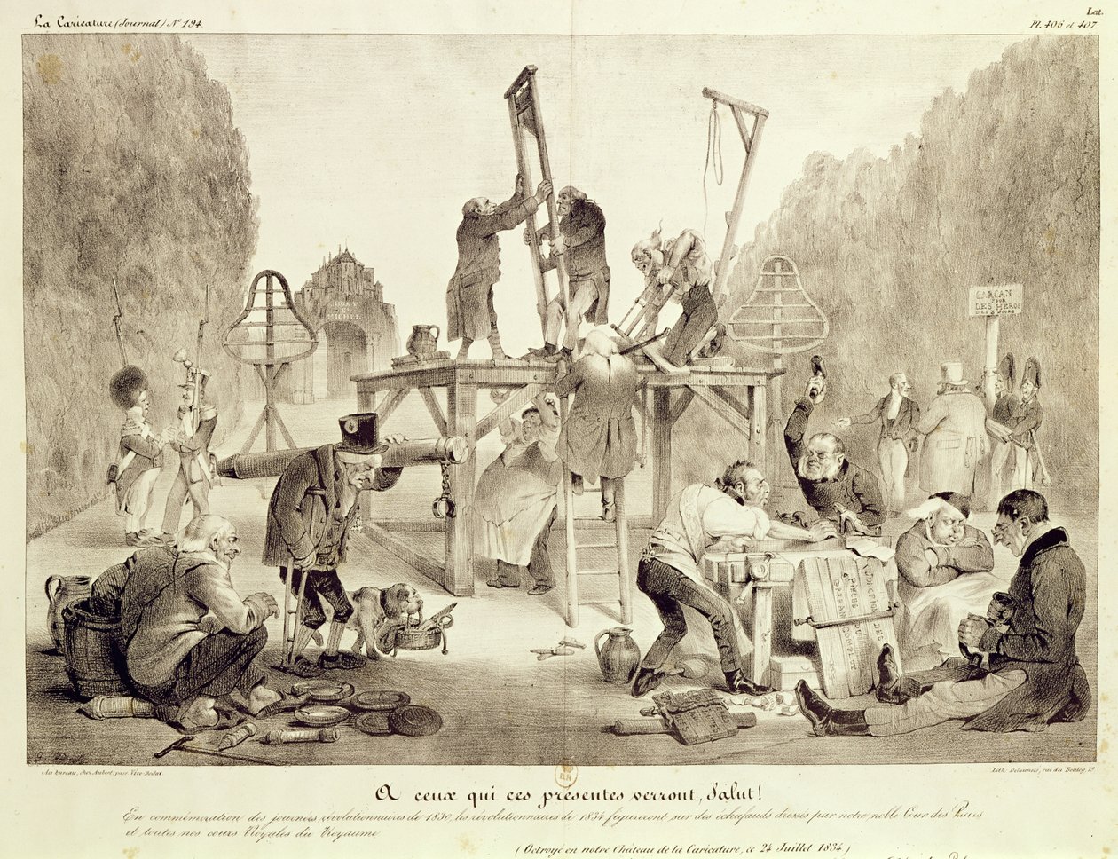 Přítomní uvidí, salut !, TD 406 a 407, č. 194, La Caricature, tisk Delaunois od French School