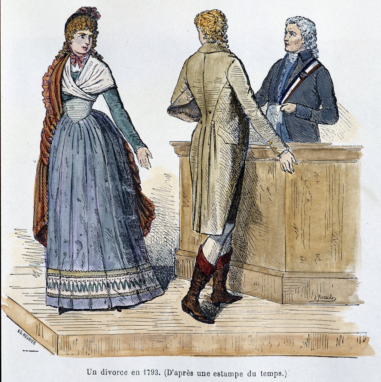 Rozvod v roce 1793 - v „Paříži v průběhu staletí““ od Kenouillaca od French School