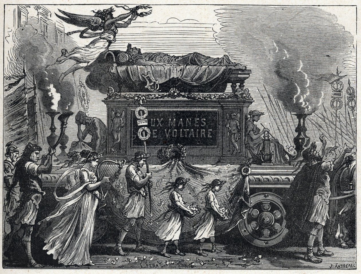 Funebre tank nesoucí Voltairovo tělo (Francois Marie Arouet od French School