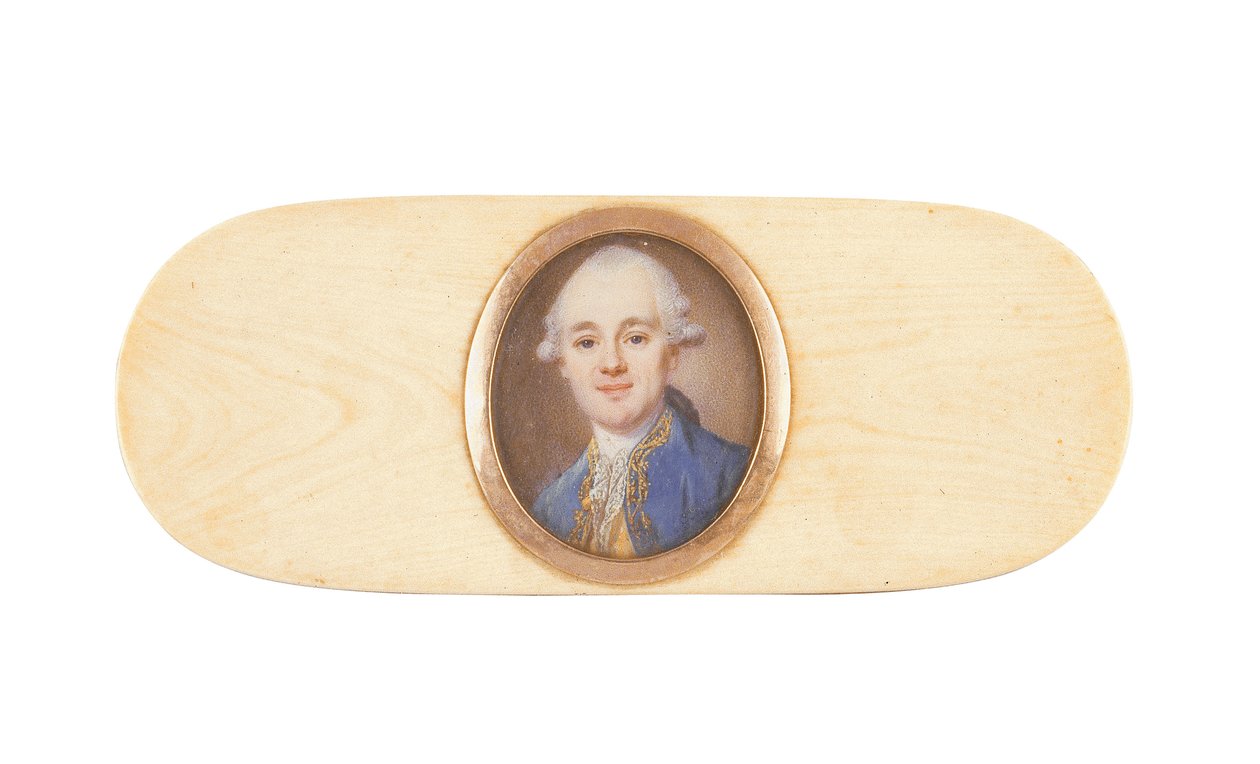Gentleman, údajně sir Robert Ainslie, Bt., zasazený do víka krabice (akvarel na slonovině) od French School