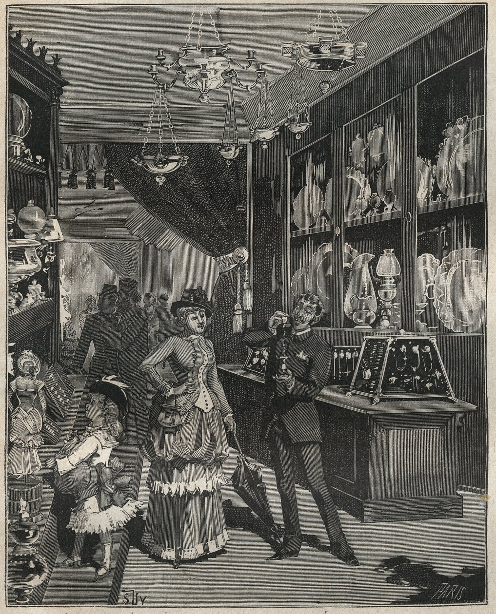 Obchod se zlatem ve Francii v 19. století. Rytina z roku 1885 v „“Les arts et metiers illustres““ od Adolphe BITARDA. od French School