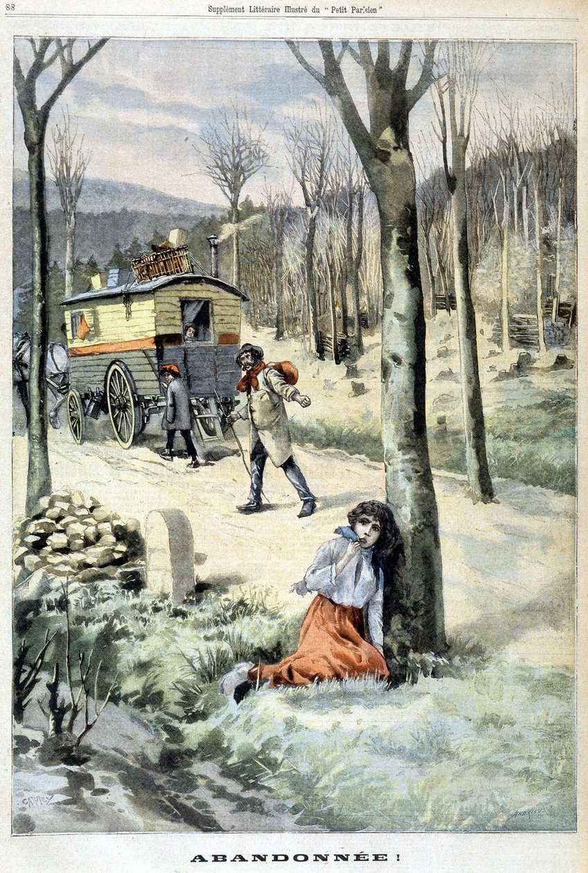 Cikánská dívka opuštěná svou rodinou - v „“Le Petite Parisien““ z 15.3.1903. od French School
