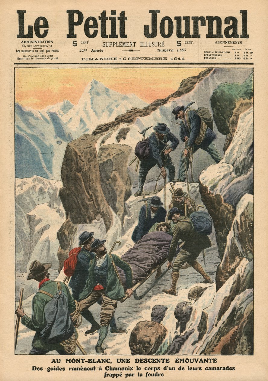 Pohyblivý sestup po Mont Blancu, ilustrace z 