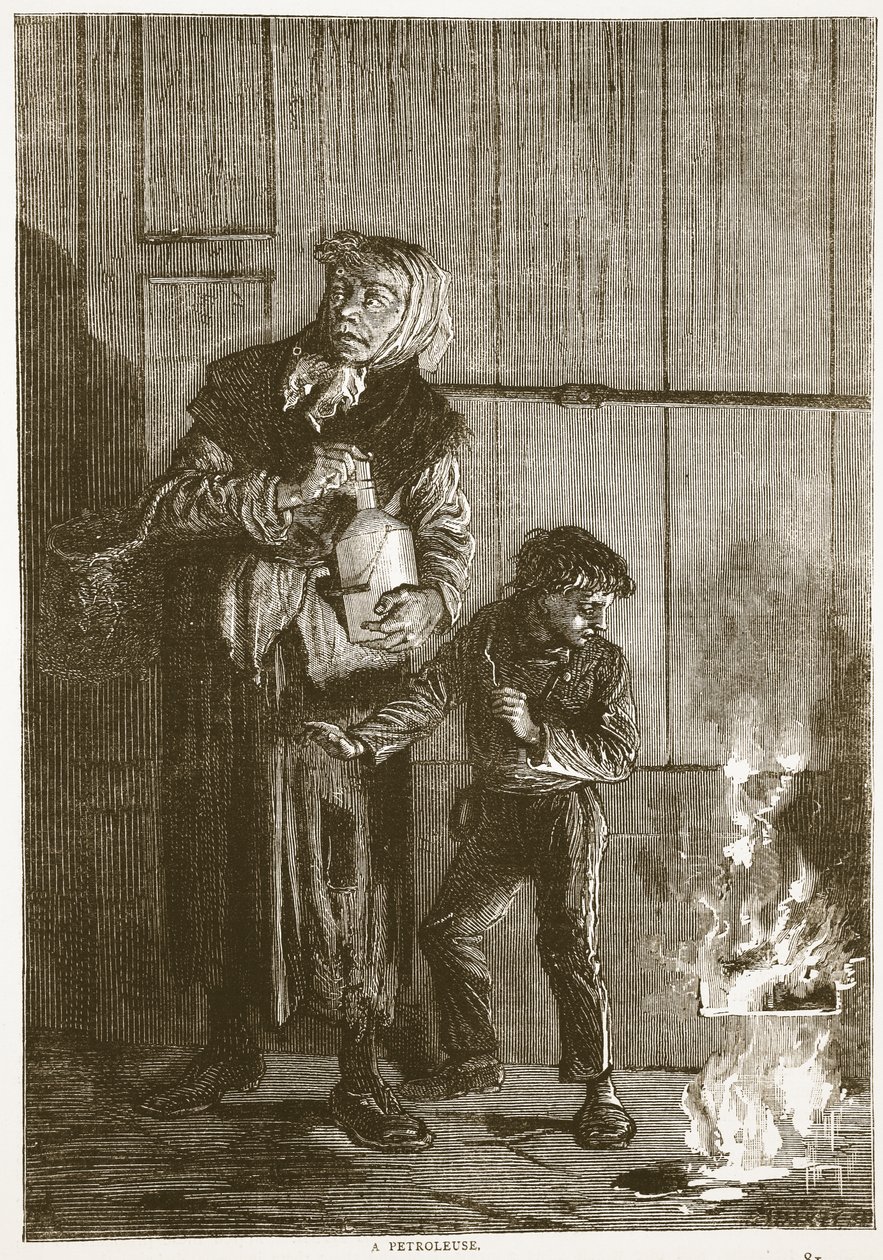 Petroleuse, duben 1871, ilustrace z Cassells Historie války mezi Francií a Německem, 1870-1871 od French School