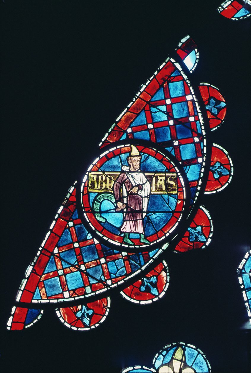 Prorok, detail ze severního rozetového okna, c.1223 od French School