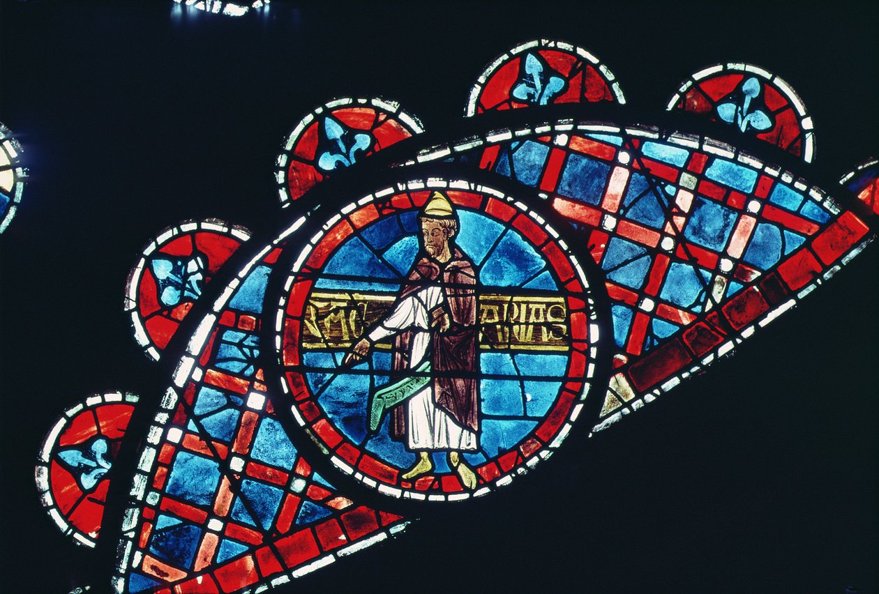 Prorok, detail ze severního rozetového okna, c.1223 od French School