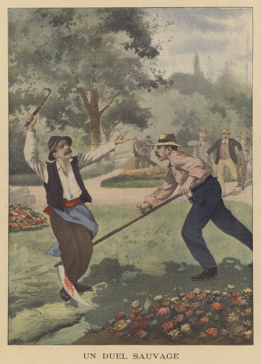 Divoký souboj (barevná litografie) od French School