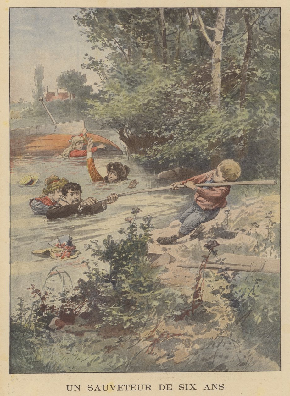 Šestiletý zachránce (barevná litografie) od French School