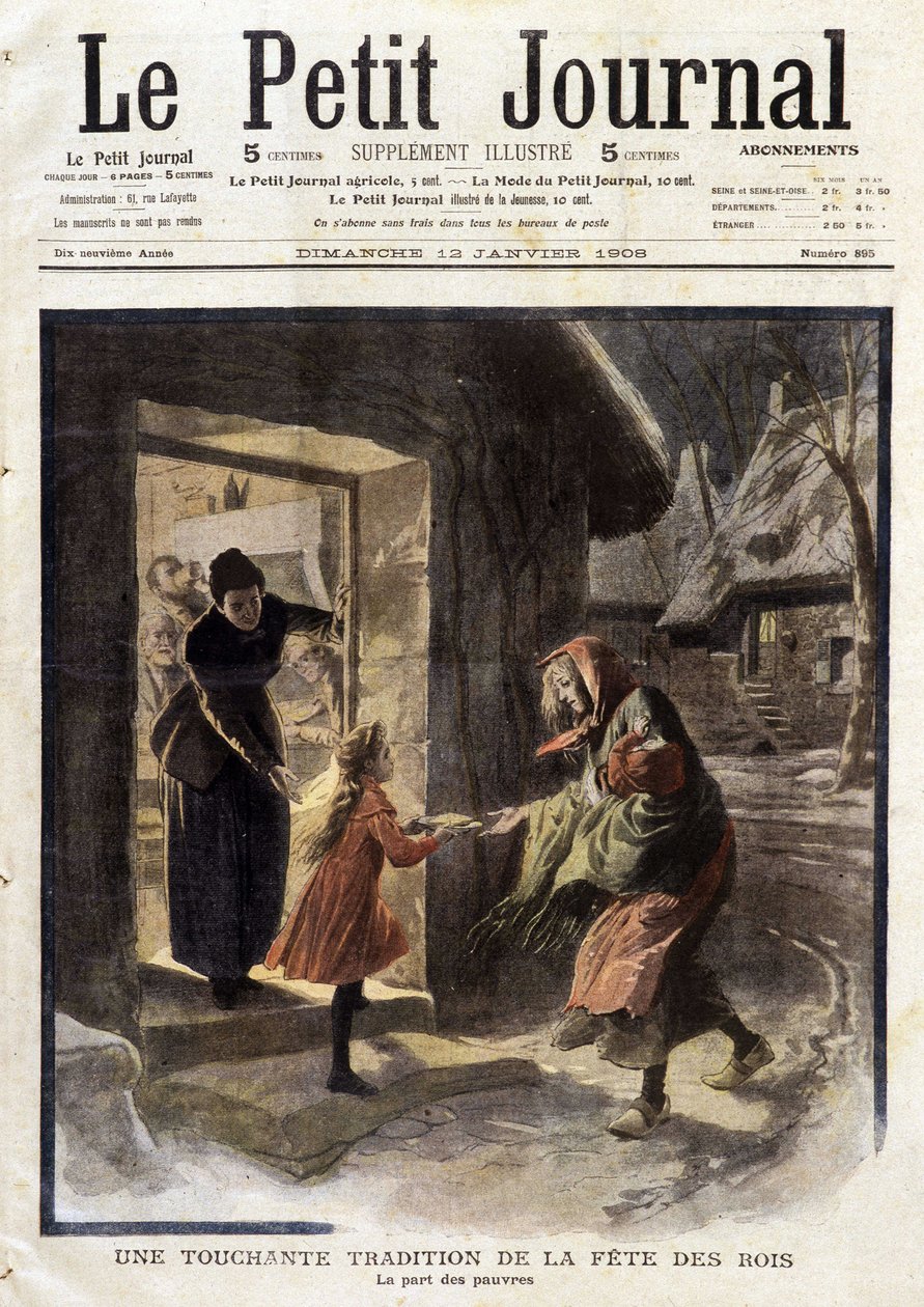Dojemná tradice svátku králů: podíl chudých - v „Le Petit Journal“ z 12/01/1908 (rytina) od French School