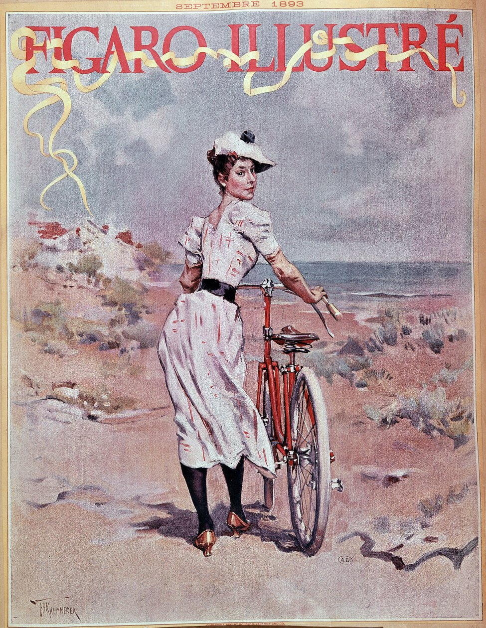 Žena na kole. Obálka „“ Obrázek Figaro““ od French School