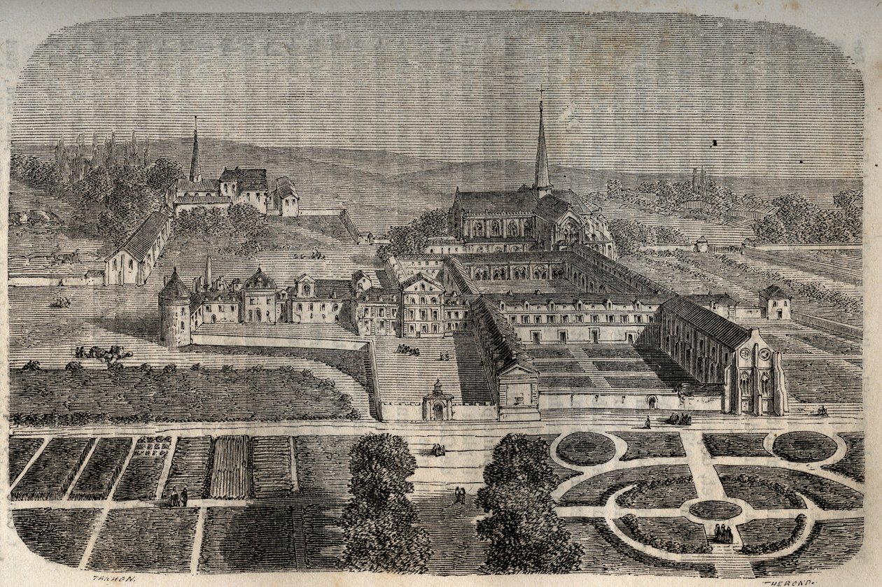 Opatství Chelles (Seine et Marne) - rytina v „Histoire de France“ od Victora Duruye (1811-1894) - 1882 od French School
