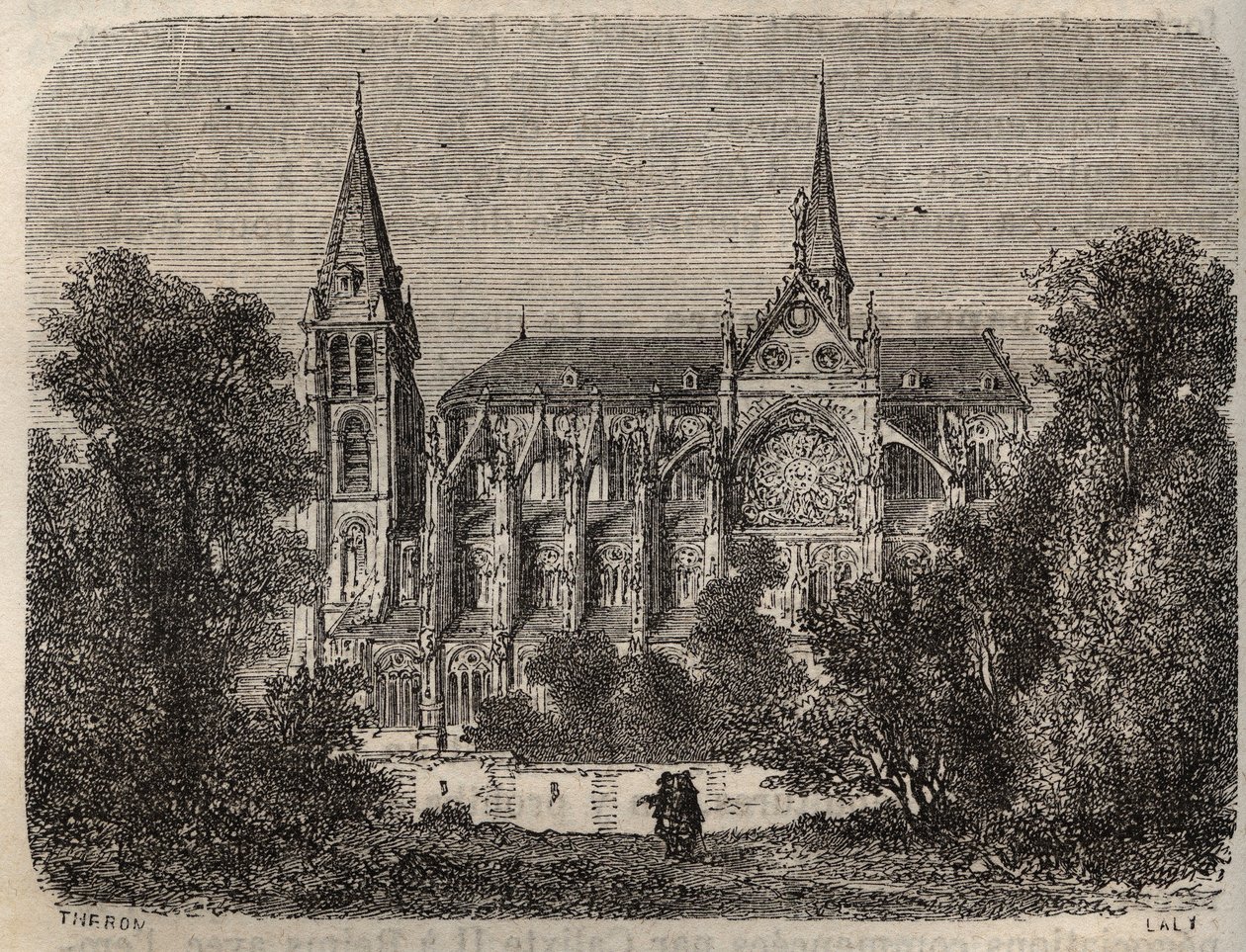Opatství Saint-Victor (Saint Victor) v Paříži, založené ve 12. století - rytina v „Histoire de France“ od Victora Duruye (1811-1894) - 1882 od French School