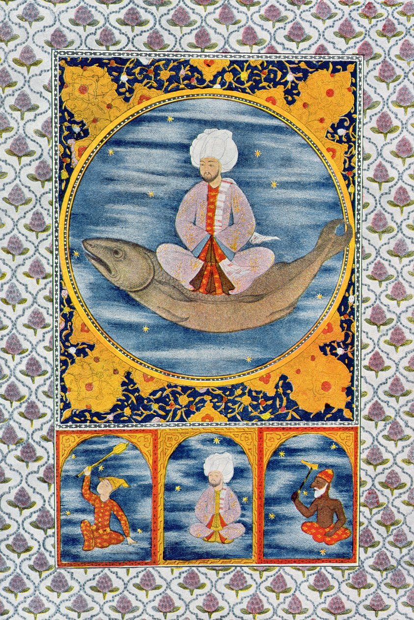 Abdallah of the Sea, ilustrace z The Arabian Nights, 1895 (barevná rytina) od French School