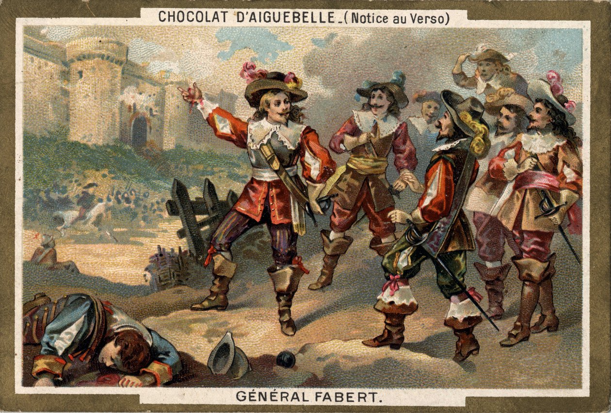 Abraham de Fabert (1599-1662), Maréchal de France, během obléhání Stenay (departement Meuse) v roce 1654. Chromolitografie 19. století. od French School