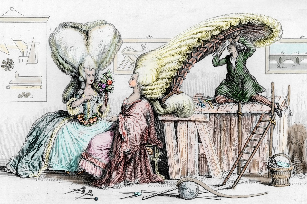 Kadeřnická akademie, Rue de Coiffure, ilustrace z knihy "Histoire Musee de la Republique Francaise", Challamel od French School