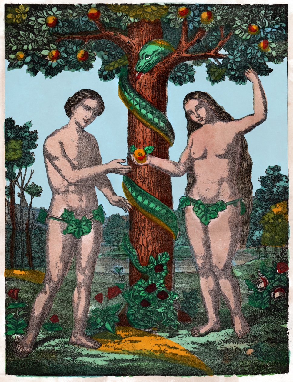 Adam a Eva. (rytina, cca 1880) od French School