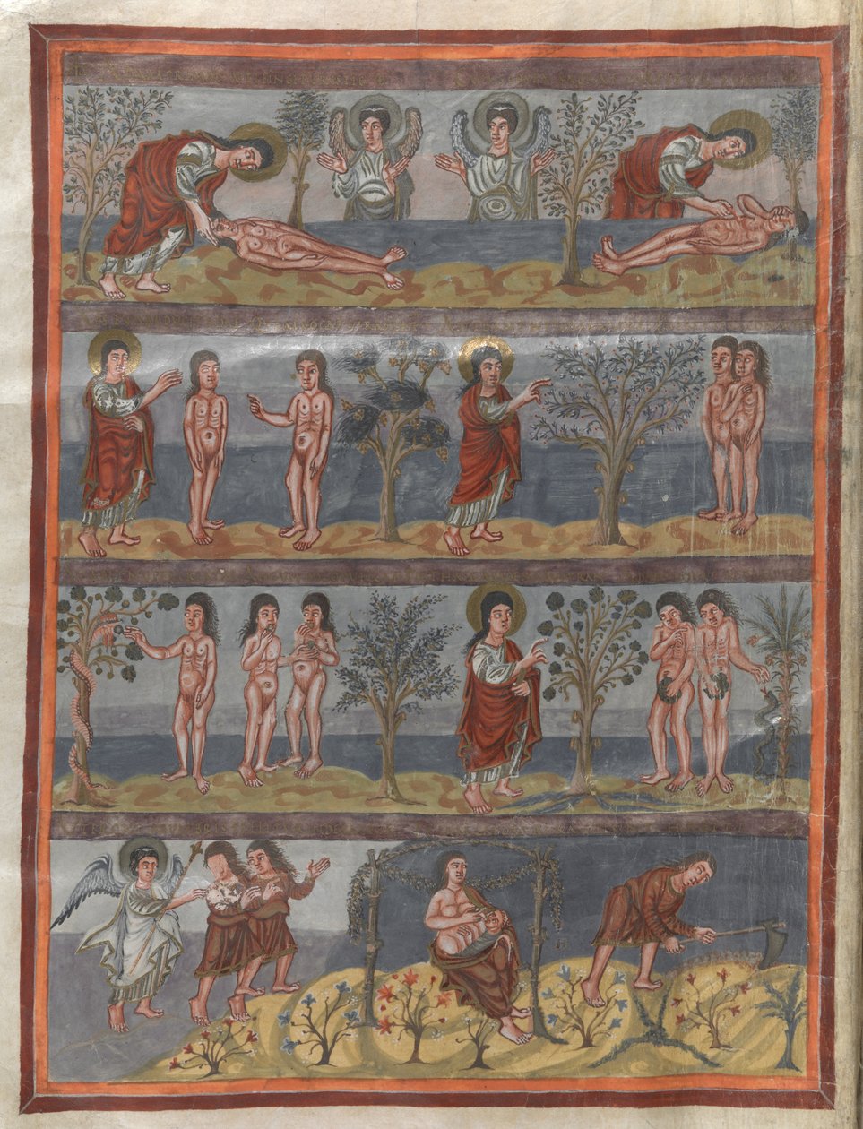Přidat. 10546, f.5v Stvoření Adama a Evy (vellum) od French School