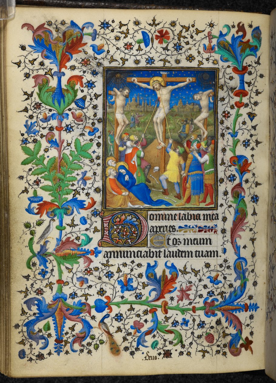 Přidejte 16997 f.153v Crucifixion, z Chevalier Hours, c.1420 (vellum) od French School