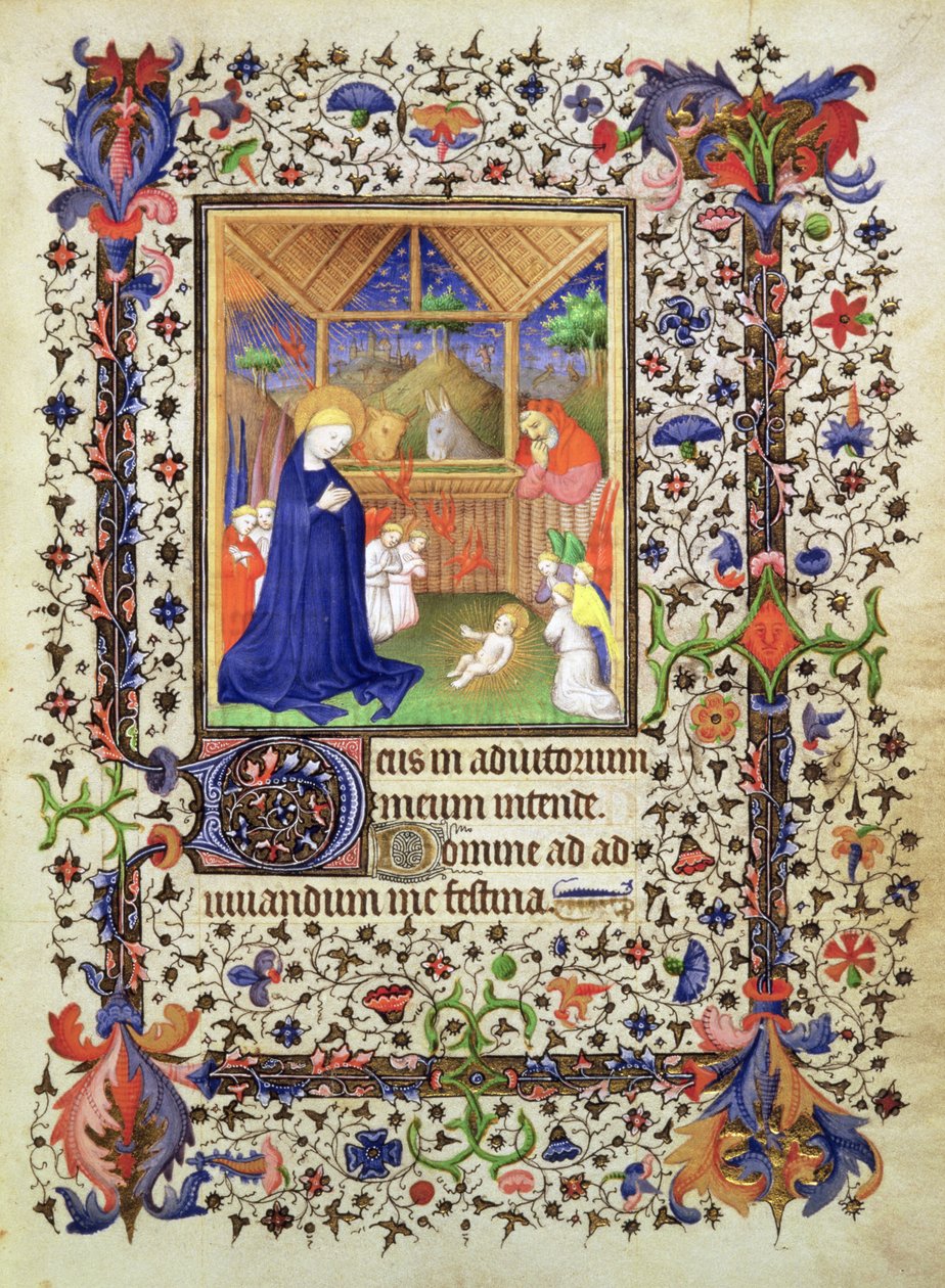 Přidejte 16997 f.57 Narození Páně, z Chevalier Hourse, kolem 1420 (vellum) od French School