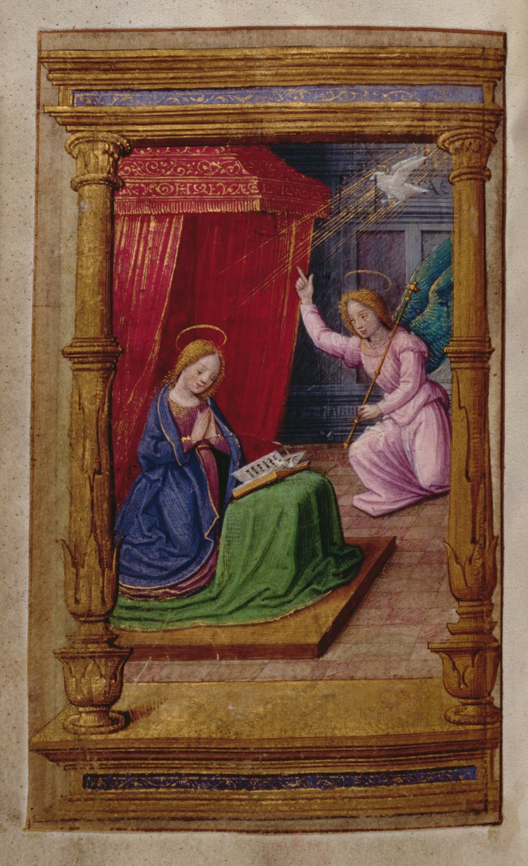 Přidat 35214 f.29v Annunciation, from Book of Hours, Paris od French School