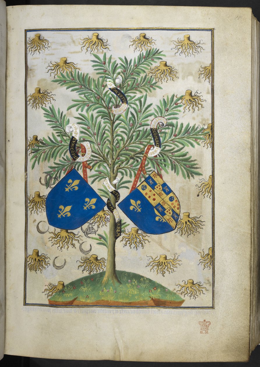 Přidat stránku Ms 18850 f.15r Armorial, z Book of Hours (The Bedford Hours) c.1410-30 (inkoust, barva a zlato na pergamenu) od French School