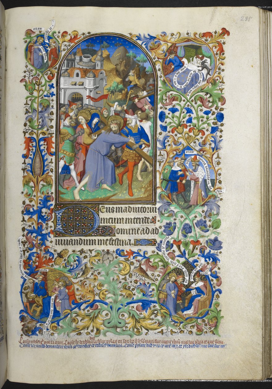 Přidejte Ms 18850 f.235r, Hours of the Passion [Sext], Kristus nesoucí kříž, z Book of Hours (The Bedford Hours) c.1410-30 (inkoust, barva a zlato na pergamenu) od French School