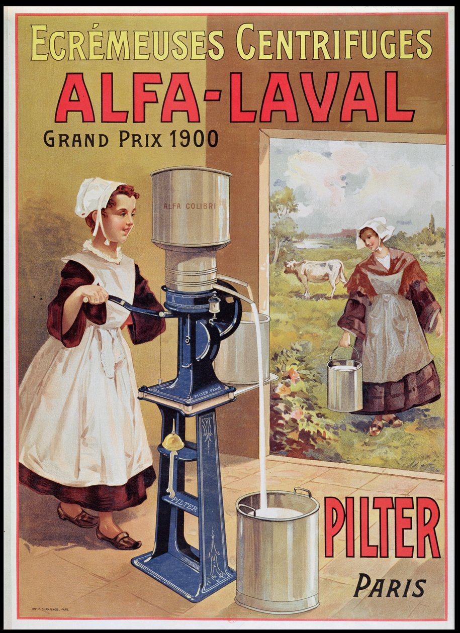 Reklama na Alfa-Laval krémové separátory, 1905 od French School