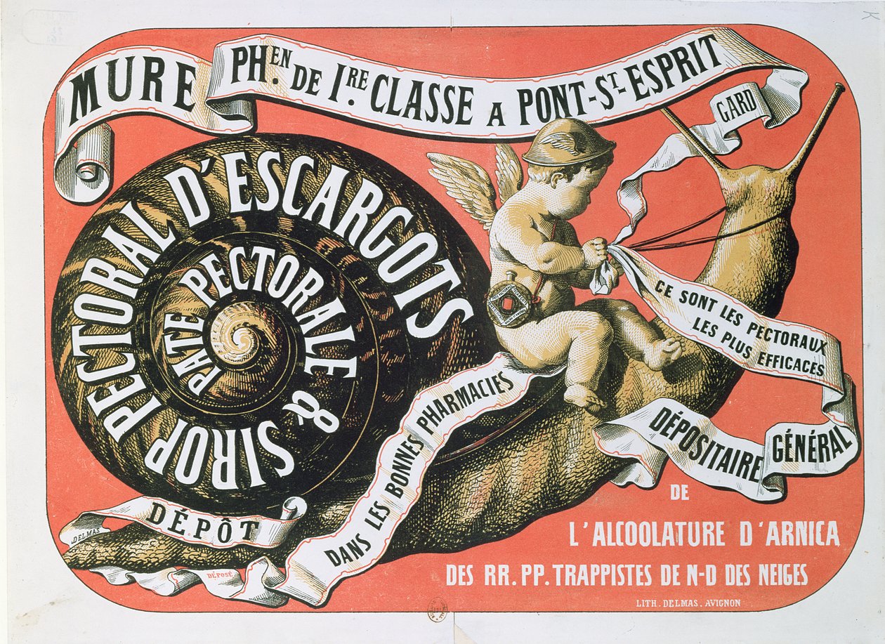 Reklama na Chest Sirup Sirop Pectoral dEscargots, cca 1860 od French School
