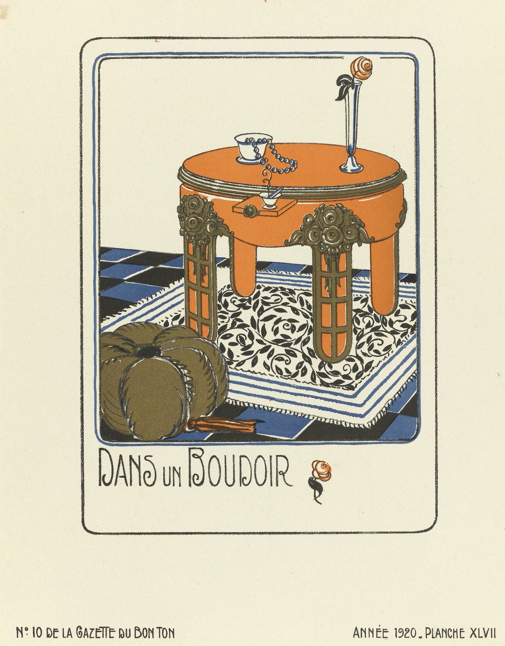 Reklama na "Dans un Boudoir", pub.1920 (šablonový tisk) od French School