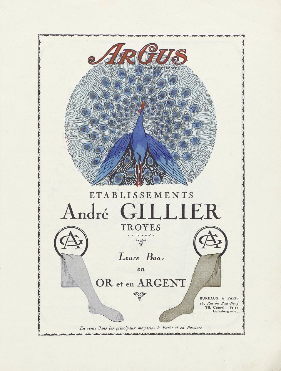 Reklama na Etablissements Andre Gillier , pub 1924 (šablonový tisk) od French School