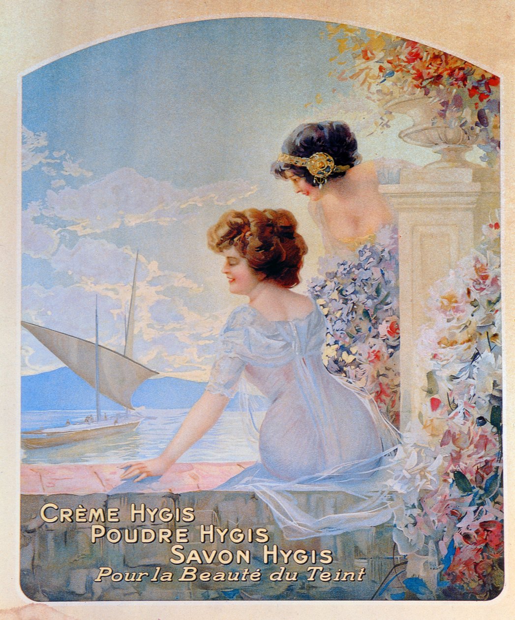 Reklama na kosmetické produkty Hygis pro pleť, kolem roku 1910 od French School