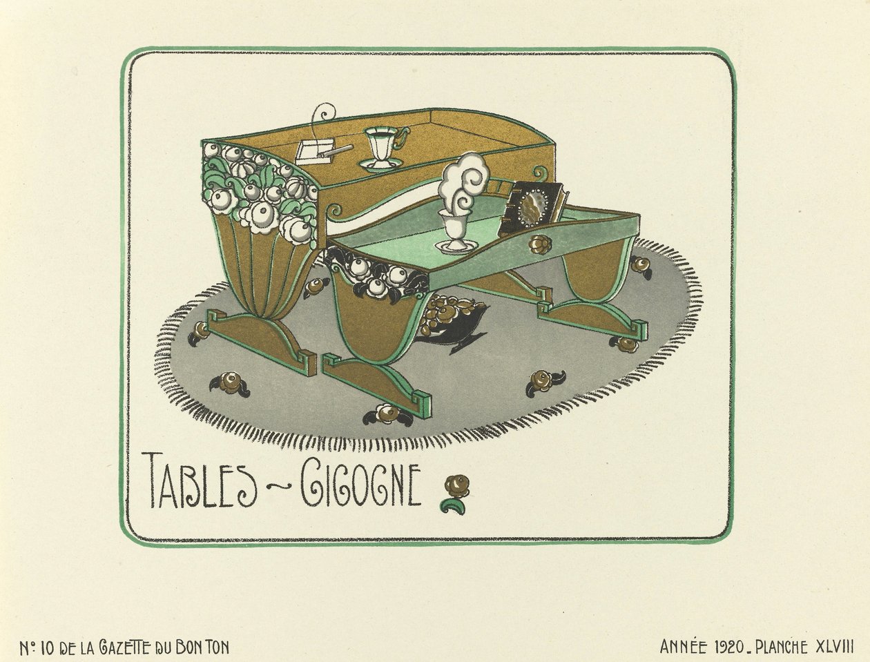 Reklama na "Tables - Gigogne", pub.1920 (šablonový tisk) od French School