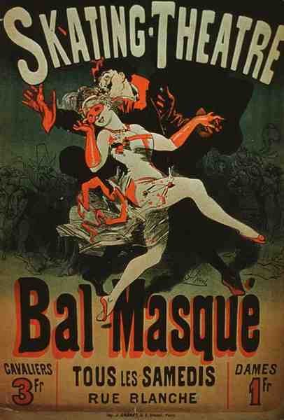 Reklama na „Maskaný ples bruslařského divadla“ (barevné lito) od French School
