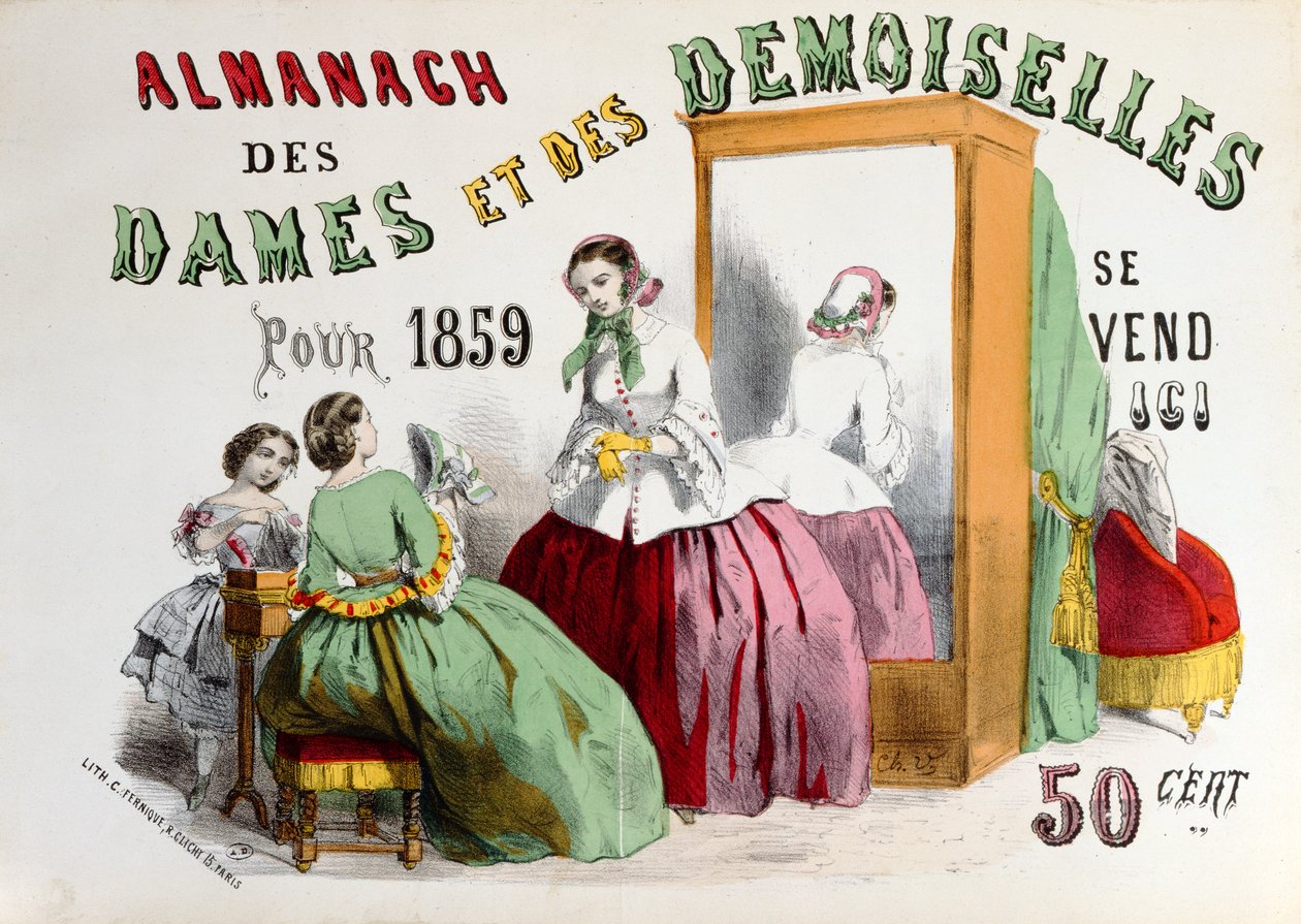Reklama na Almanach des Dames et des Demoiselles vyrytá Charlesem Ferniquem, vydaná v Paříži, 1859 od French School