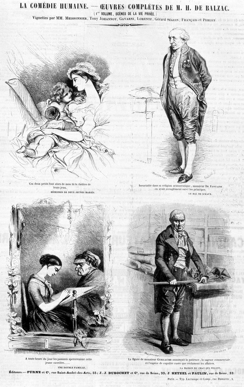 Reklamní stránka na Balzacova díla - v "Charivari", červenec 1842 od French School