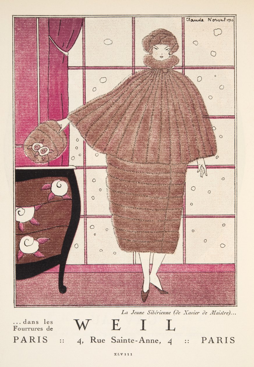 Reklama na "Weil", z Gazette de Bon Ton, pub. 1920 (šablonový tisk) od French School