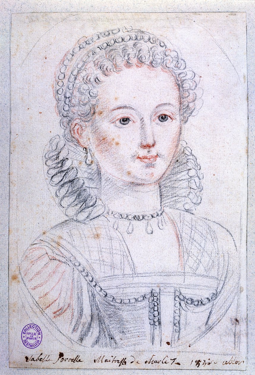Agnes Sorel (asi 1422-50) (tužka a pastelka na papíře) od French School