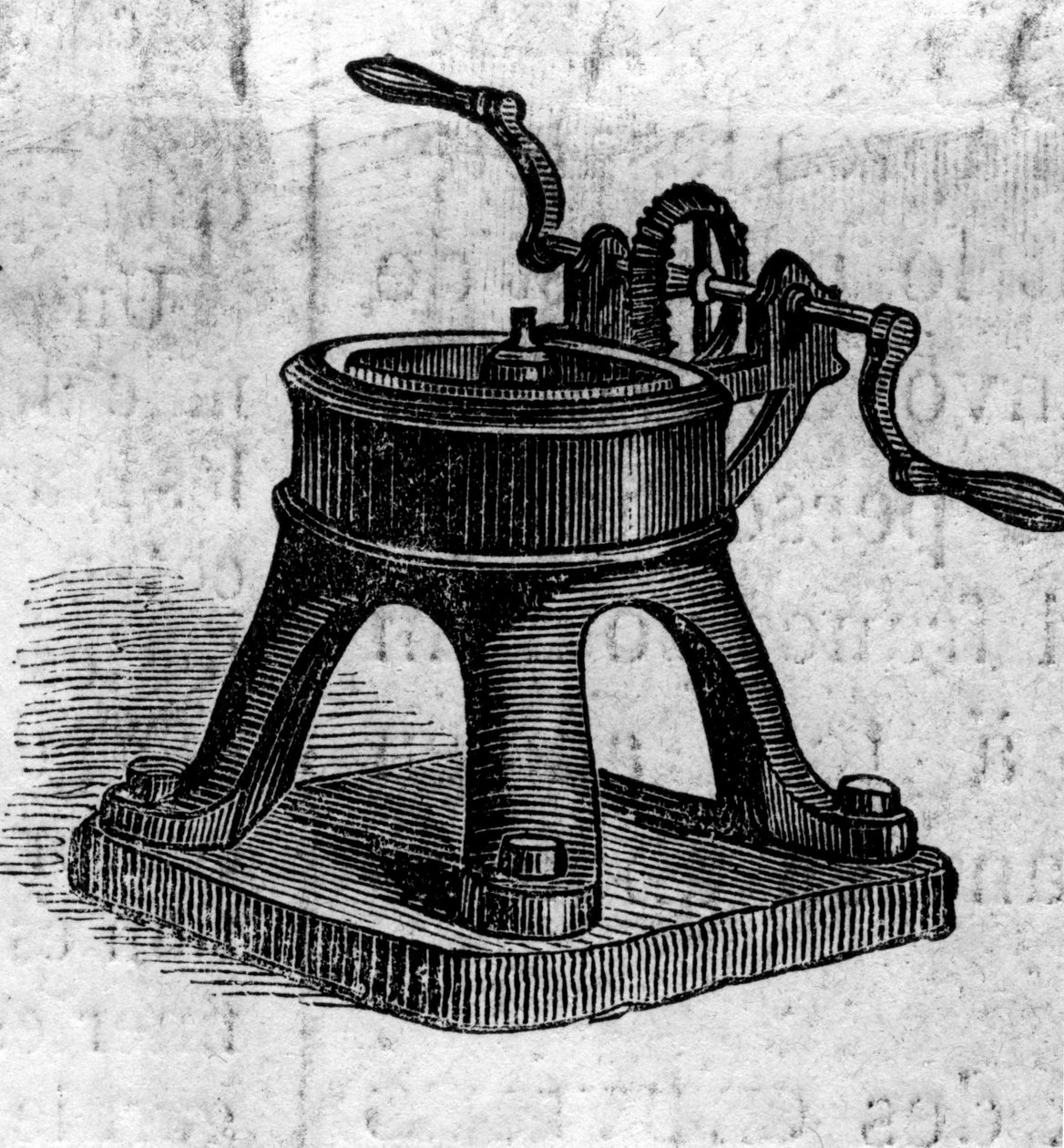 Zemědělský stroj: ždímač přítomný na zemědělské výstavě v roce 1860 v Paříži. Rytina v „“ Le Monde Illustré““ č. 168 z 30. června od French School