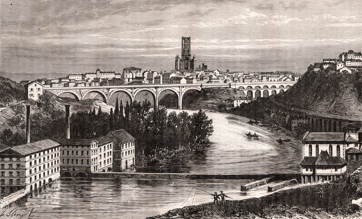 Albi - Languedoc-Roussillon-Midi-Pyrenee - rytina v „La France illustrée: geografie, historie, statistická správa“ od V.A. Malt-Brown. 1884 od French School