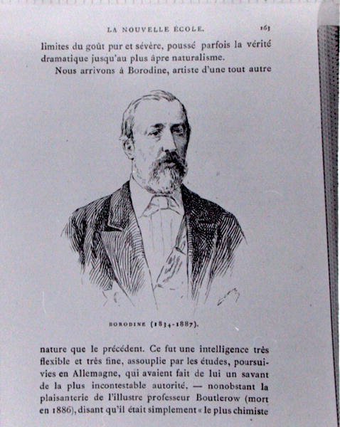 Aleksandr Borodin (1833-87), ilustrace z „Dějiny hudby v Rusku“ od Alberta Soubiese, vydané v Paříži od French School