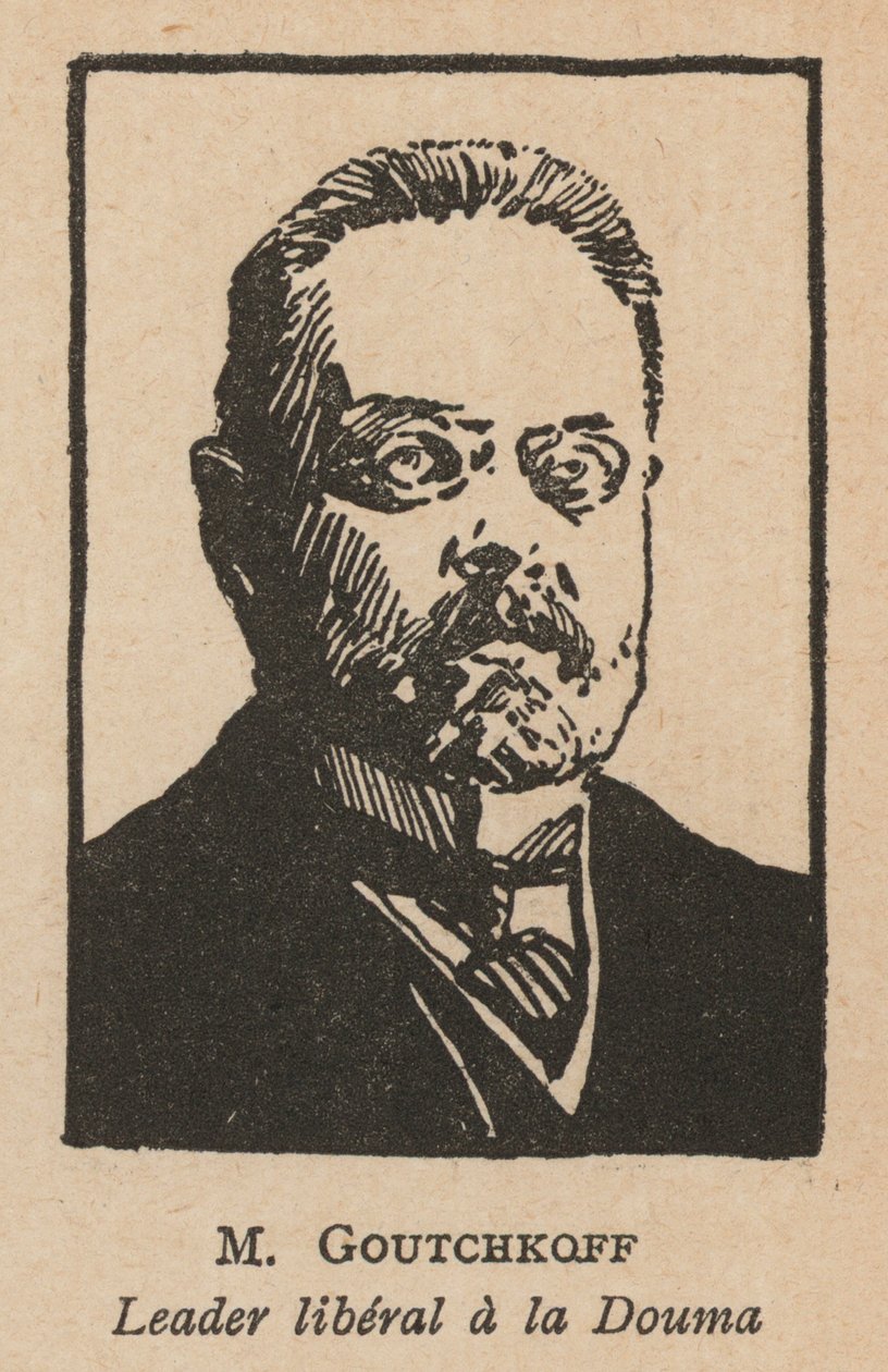 Alexandr Gučkov, ruský osmašedesátník a předseda Státní dumy (litografie) od French School