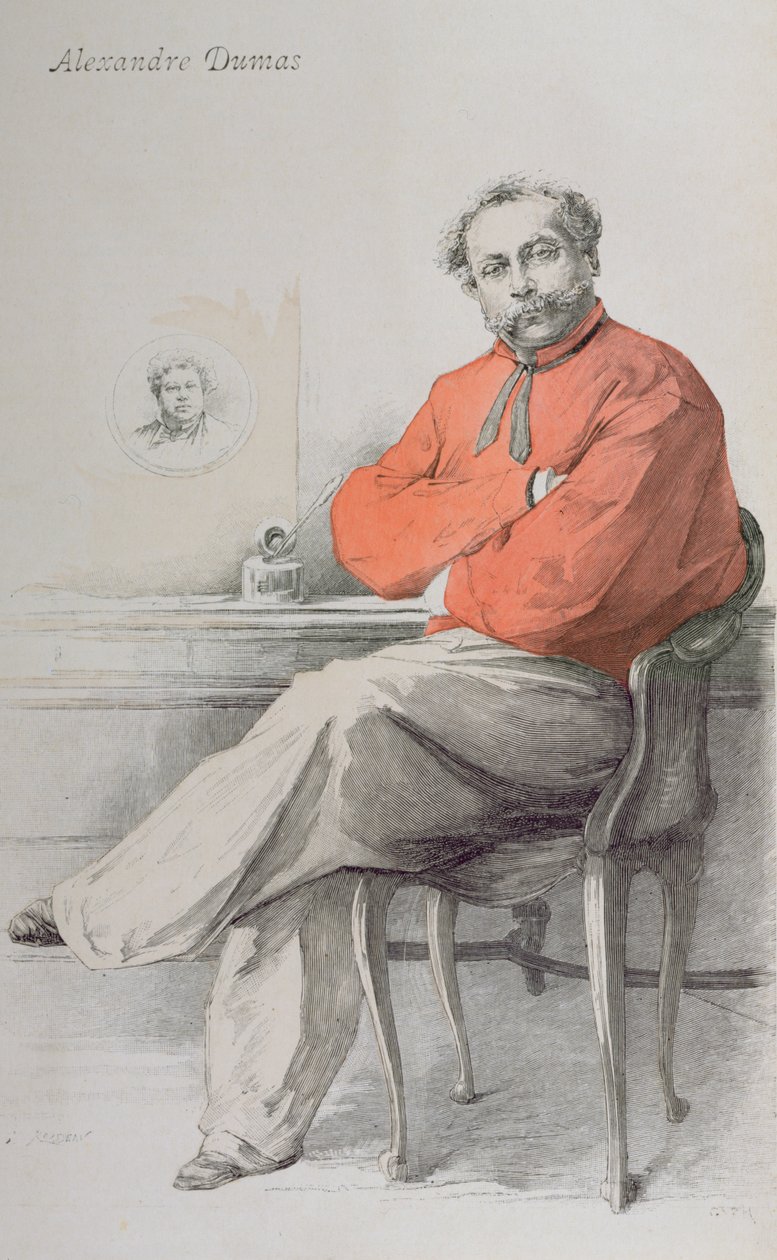 Alexandre Dumas Fils, ilustrace z La revue Illustree, 1. srpna 1888 od French School