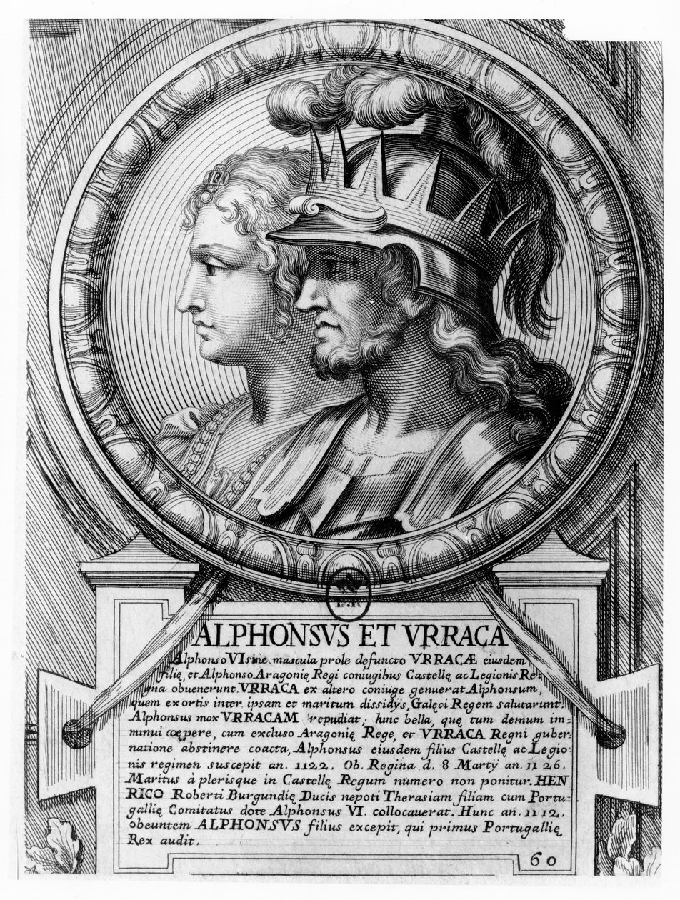 Alfonso I, bojovník a Urraca (rytina) od French School